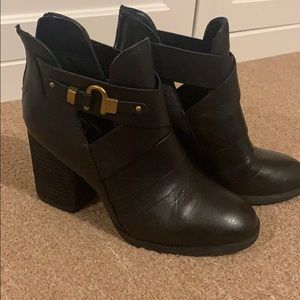 Isola black leather ankle booties